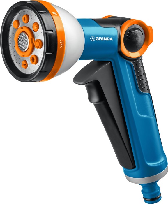 GRINDA 8 режимов, курок спереди, двухкомпонентный с регулятором напора, пистолет поливочный X-8 8-427145_z02 PROLine