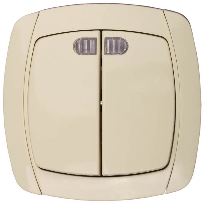 СВЕТОЗАР 10А/~250В, бежевый, двухклавишный, выключатель &quot;CITY LIGHT&quot; SV-54235-B