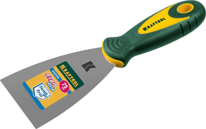 KRAFTOOL 75 мм, нержавеющее полотно, двухкомпонентная рукоятка, шпательная лопатка 10035-075