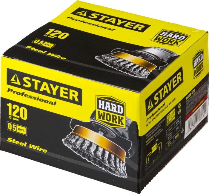 STAYER Ø 120 мм, щетка чашечная для УШМ 35128-120