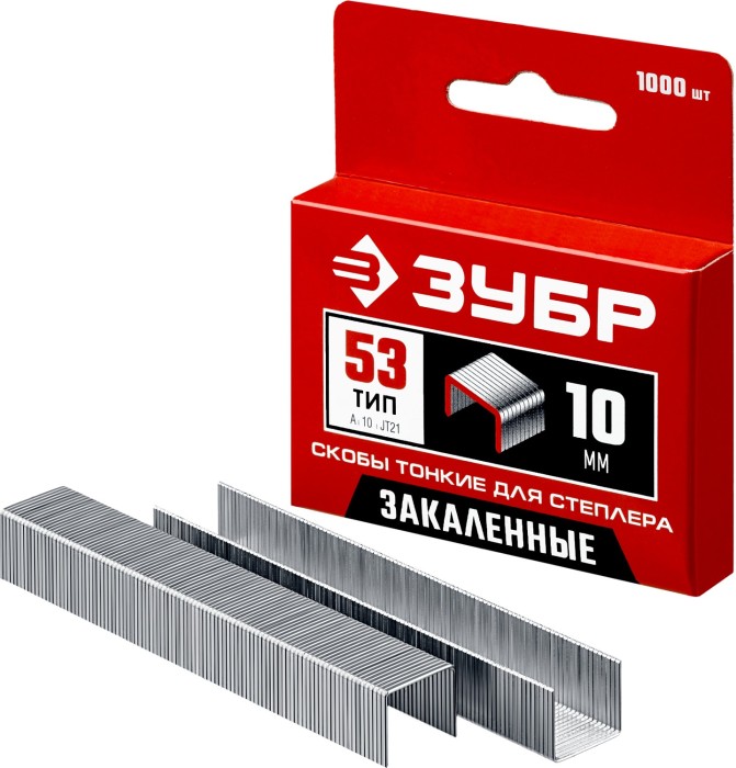 ЗУБР скобы тип 53 (A / 10 / JT21), 10 мм, 1000 шт., скобы тонкие закаленные 31625-10 Мастер