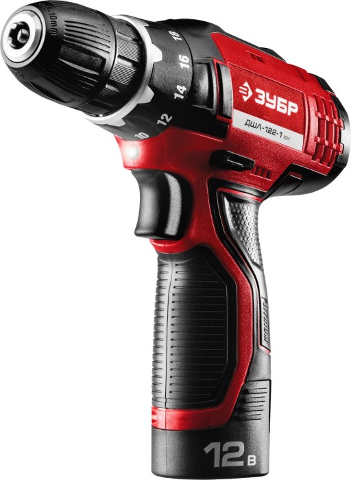 ЗУБР Li-Ion 12 В, 1,3 А*ч, кейс, дрель-шуруповерт аккумуляторная ДШЛ-122-1 КН Мастер