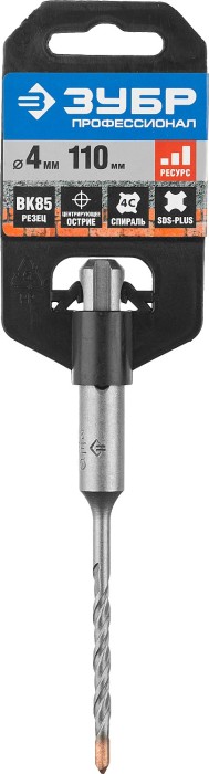 ЗУБР  4 x 110 мм, SDS-Plus, бур по бетону 29314-110-04_z01 Профессионал