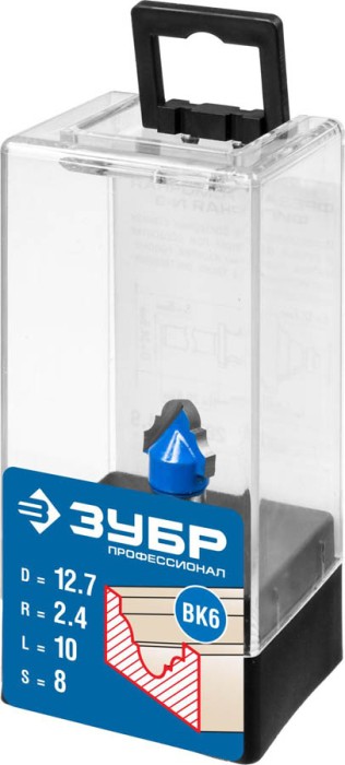 ЗУБР 12.7 x 10 мм, радиус 2.4 мм, фреза пазовая фасонная №6 28745-12.7 Профессионал