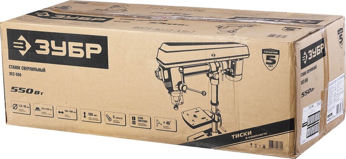 ЗУБР 550 Вт, 1,5-16 мм, 100 мм, станок радиально-сверлильный ЗСС-550 Мастер