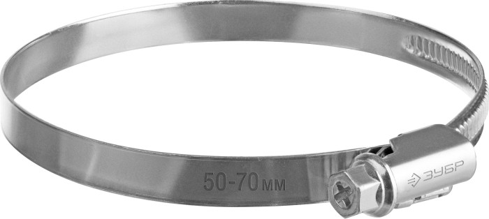 ЗУБР 50 шт, 50-70 мм, оцинкованный, червячный хомут Х-9Н 37807-70