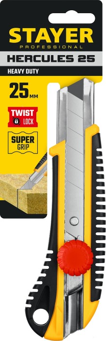 STAYER 25 мм, сегментированное лезвие, винтовой фиксатор, нож HERCULES-25 09141_z01