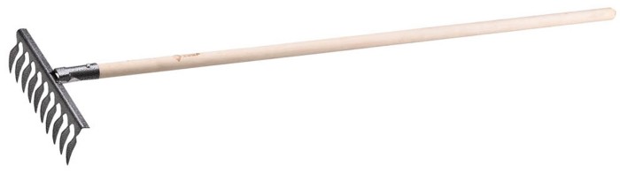 ЗУБР 300 х 100 х 1300 мм, 10 витых зубцов, деревянный черенок, грабли садовые 4-39581-10