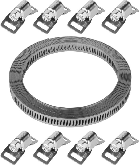 ЗУБР 3мх8мм, 8 замков, нержавеющий, набор: хомут универсальный 37811-H8 Профессионал