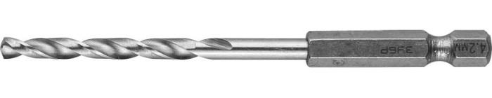 ЗУБР Ø 4.2 x 93 мм, НЕХ 1/4&quot;, сталь Р6М5, класс А1, сверло спиральное по металлу 29623-093-4.2 Эксперт