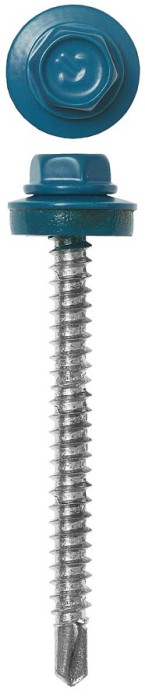 ЗУБР 80 х 4.8 мм, 700 шт., RAL 5009 небесно-голубой, СКД саморезы кровельные для деревянной обрешетки 4-300310-48-080-5009 Профессионал