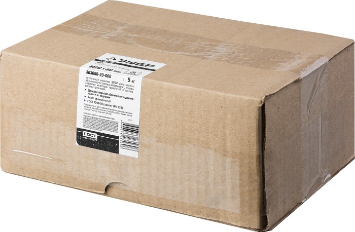 ЗУБР M20 x 60 мм, 5 кг, оцинкованный, болт ГОСТ 7798-70 303080-20-060