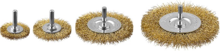 ЗУБР 4 шт, латунированная проволока, набор щеток дисковых для дрели 3521-H4_z03