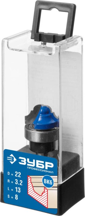 ЗУБР 22 x 13 мм, радиус 3.2 мм, фреза пазовая фасонная с верхним подшипником 28747-22 Профессионал