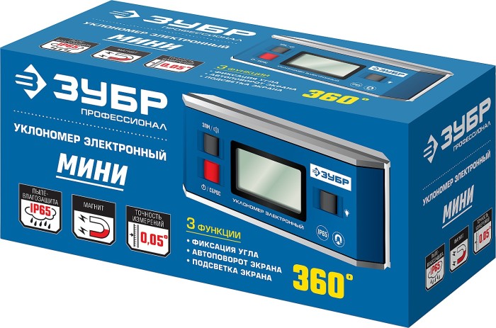 ЗУБР магнитный уровень-уклономер электронный МИНИ 34745_z01 Профессионал