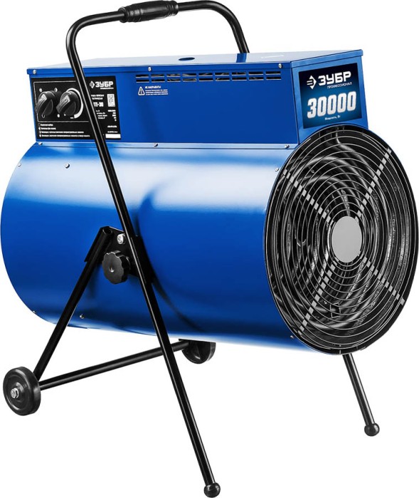 ЗУБР 30 кВт, 380 В, гладкий ТЭН, пушка тепловая электрическая, ЗТП-30 Профессионал