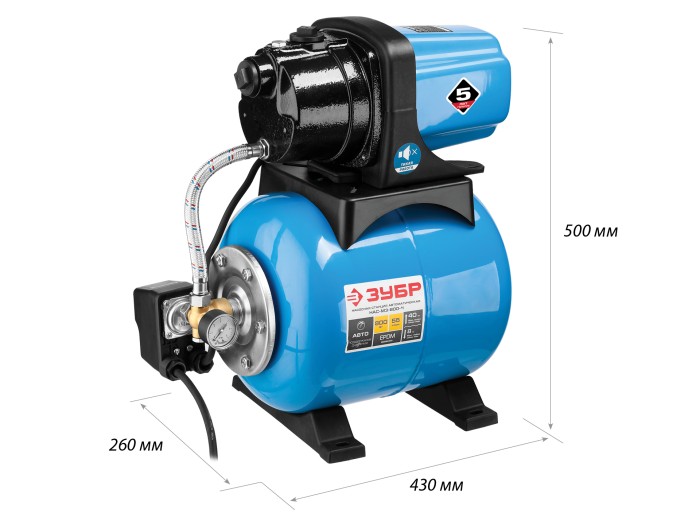 ЗУБР 800 Вт, 55 л/мин, станция насосная М3 НАС-М3-800-Ч