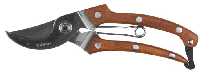 ЗУБР 195 мм, рез до 22 мм, деревянные рукоятки, секатор компактный 40103