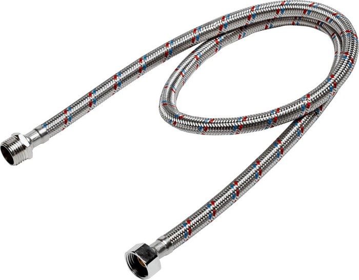 ЗУБР 1/2&quot;, 1 м, оплетка из нержавеющей стали, подводка гибкая для воды 51005-G/S-100