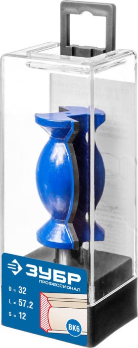 ЗУБР 32 x 57.2 мм, хвостовик 12 мм, фреза кромочная фигурная №9 28720-32 Профессионал