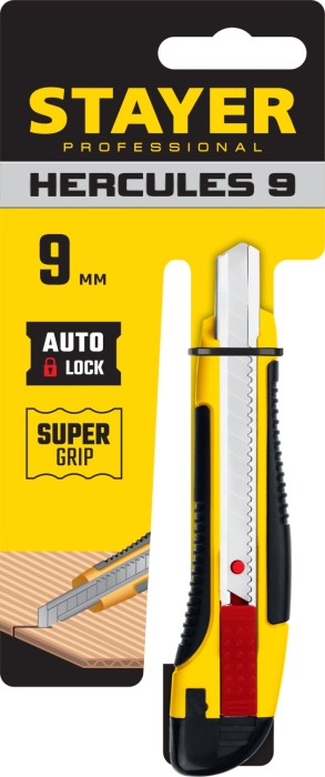 STAYER 9 мм, сегментированное лезвие, автостоп, нож HERCULES-9 0903_z01