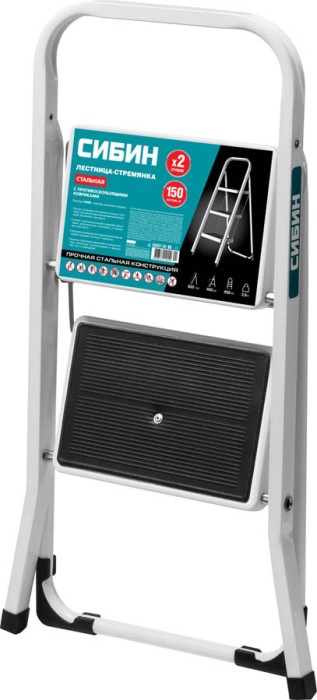 СИБИН число ступеней 2, сталь, максимальная нагрузка 150 кг, лестница-стремянка 38807-02_z01