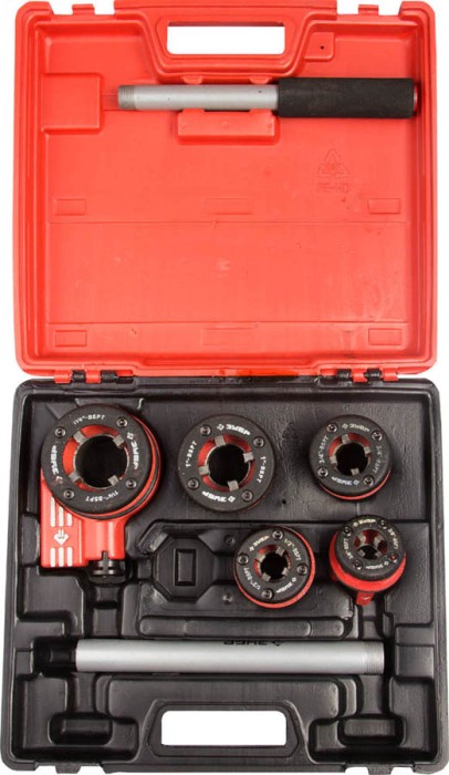 ЗУБР 6 предметов, 3/8&quot; - 1 1/4&quot;, в пластмассовом боксе, набор резьбонарезной трубный №5 28270-H5