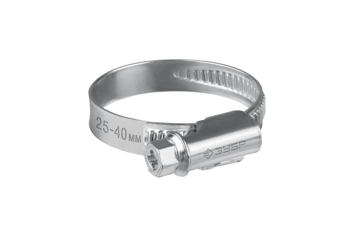 ЗУБР 50 шт, 25-40 мм, оцинкованный, червячный хомут Х-9Н 37807-40