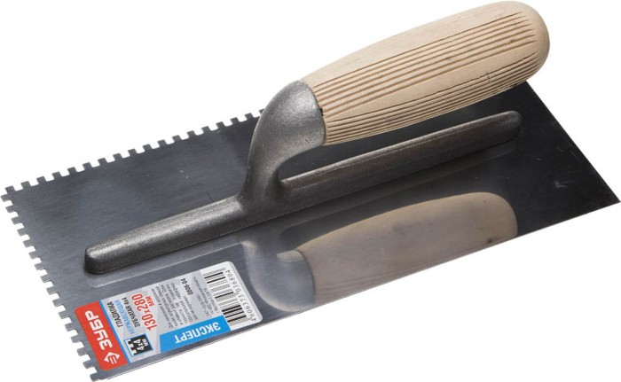 ЗУБР 130x280 мм, 4х4 мм, нержавеющая, деревянная рукоятка, гладилка штукатурная 0806-04