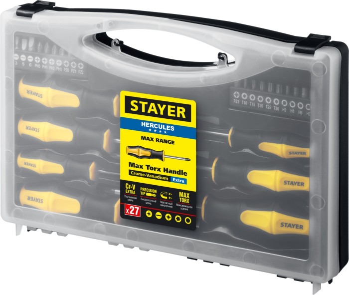 STAYER 27 предм., отвертки с магнитным наконечником Hercules 25827 Master