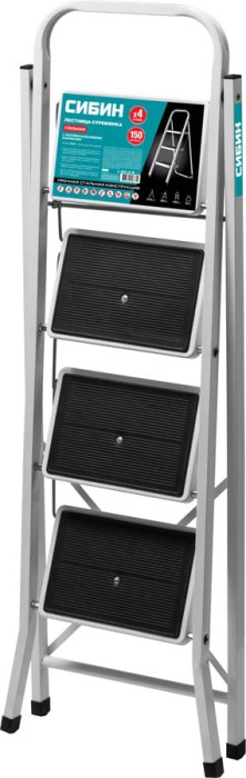 СИБИН число ступеней 4, сталь, максимальная нагрузка 150 кг, лестница-стремянка 38807-04_z01
