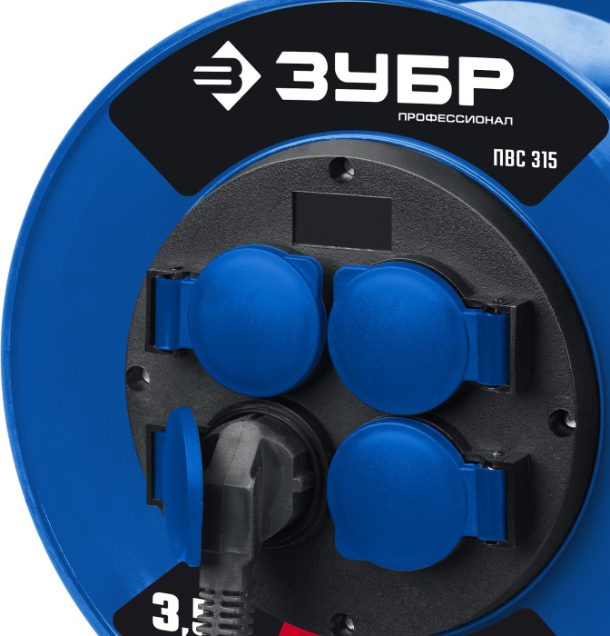 ЗУБР  ПВС 315 ПВС 3х1.5 20м 3500Вт IP44, Силовой удлинитель на катушке (55081-20_z01)