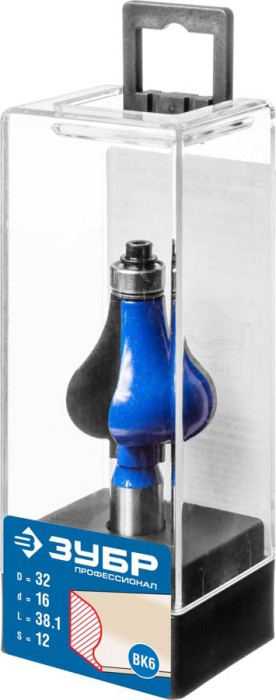 ЗУБР 32 x 38.1 мм, хвостовик 12 мм, фреза кромочная фигурная №7 28718-32 Профессионал