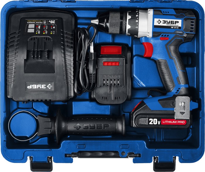 ЗУБР 20 В, Li-Ion PRO, 2 АКБ, дрель-шуруповерт "BRUSHLESS" DB-20 A5 Профессионал