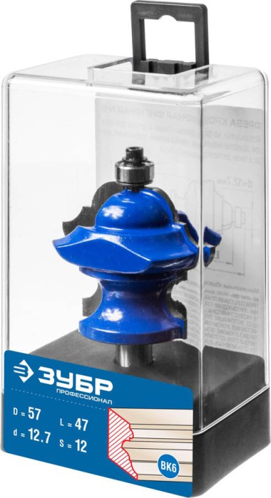 ЗУБР 57 x 47 мм, хвостовик 12 мм, фреза кромочная фигурная №6(многопрофильная) 28717-57 Профессионал