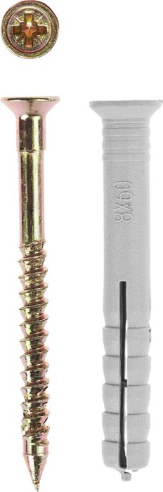 ЗУБР 8 x 80 мм, 3 шт., дюбель-гвоздь полипропиленовый с потайным бортиком 4-301346-08-080