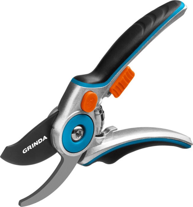 GRINDA 200 мм, с эргономичными алюминиевыми рукоятками, плоскостной секатор 423429