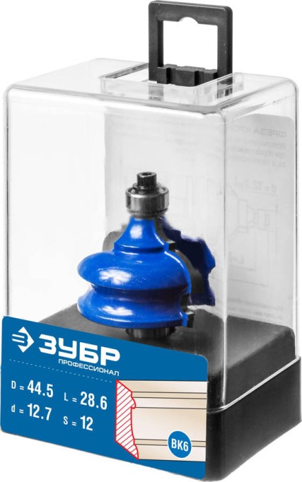 ЗУБР 44.5 x 28.6 мм, хвостовик 12 мм, фреза кромочная фигурная №4 28715-44.5 Профессионал