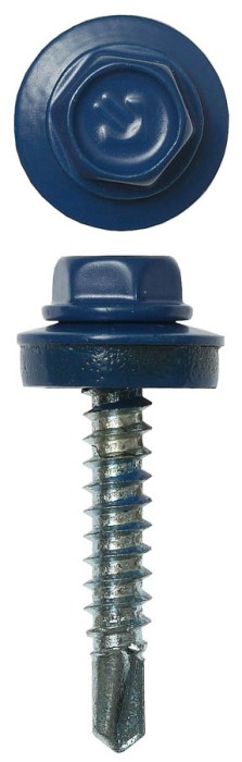 ЗУБР 29 х 4.8 мм, 400 шт., RAL 5005 синий насыщенный, СКД саморезы кровельные для деревянной обрешетки 4-300315-48-029-5005 Профессионал
