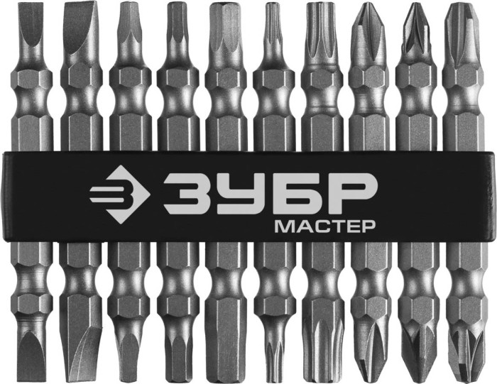 ЗУБР двусторонние для шуруповерта в держателе, набор: биты длинные &quot;МХ-10&quot; 26089-H10
