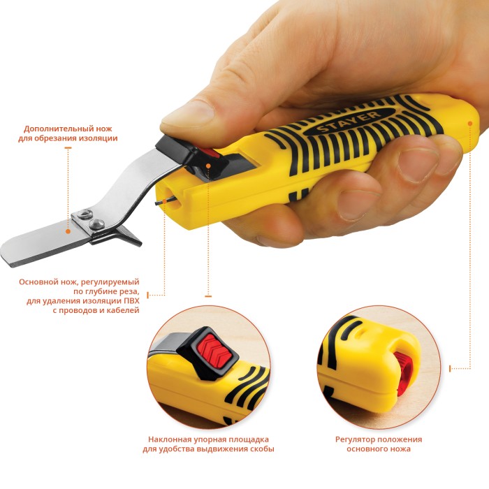 STAYER 8-28 мм, нож, съемник изоляции 2-45303