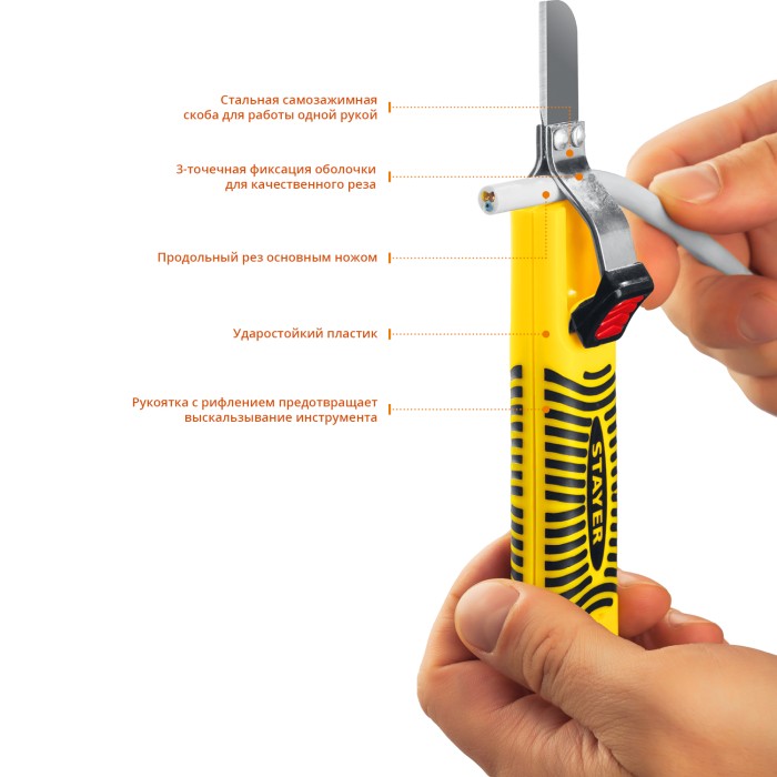 STAYER 8-28 мм, нож, съемник изоляции 2-45303