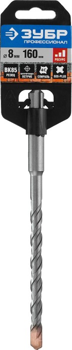ЗУБР  8 x 160 мм, SDS-Plus, бур по бетону 29314-160-08_z01 Профессионал