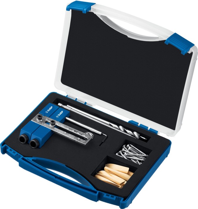 ЗУБР для глухих отверстий регулируемый кондуктор, в кейсе, 30081 Профессионал