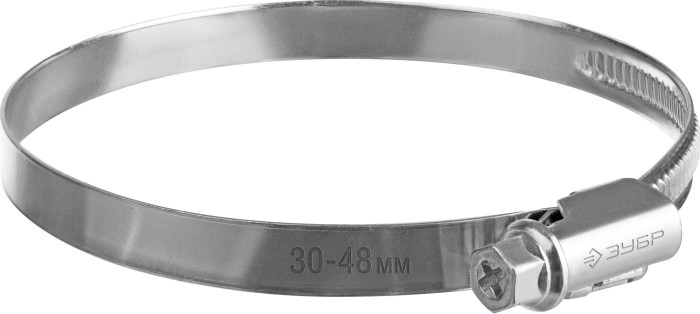 ЗУБР 50 шт, 30-48 мм, оцинкованный, червячный хомут Х-9Н 37807-48