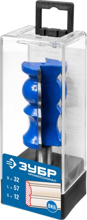 ЗУБР 32 x 57 мм, хвостовик 12 мм, фреза кромочная фигурная №8 28719-32 Профессионал