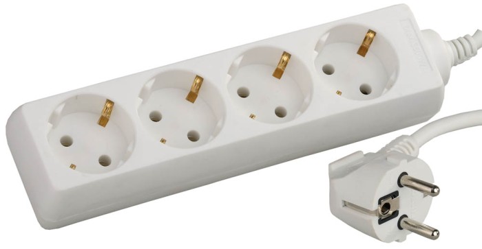 СВЕТОЗАР 5 м, 4 гнезда, заземление, удлинитель электрический бытовой SV-55043-5