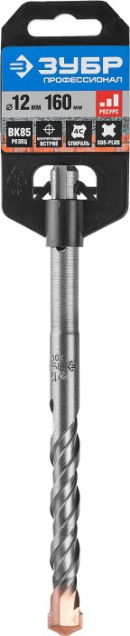 ЗУБР  12 x 160 мм, SDS-Plus, бур по бетону 29314-160-12_z01 Профессионал