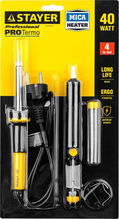 STAYER 40 Вт, 4 предмета, набор для паяльных работ Proterm 55316-40-H4 Professional