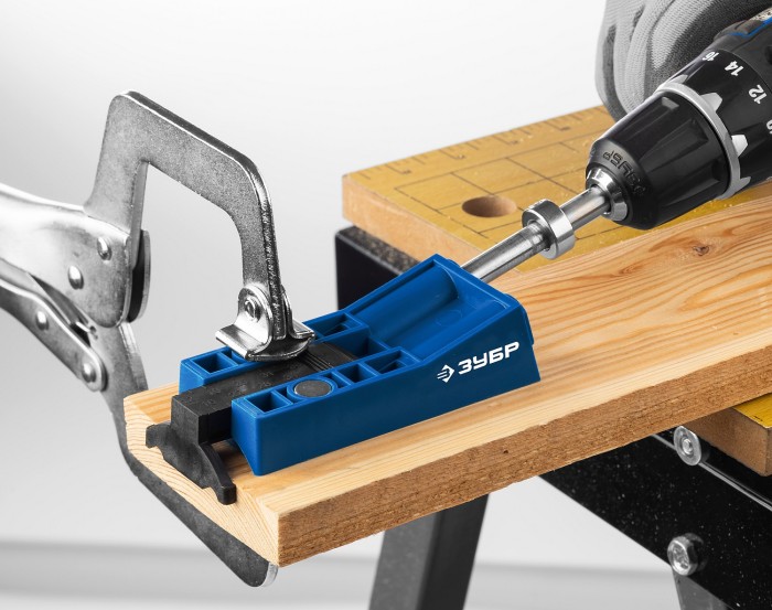 ЗУБР для глухих отверстий двойной кондуктор, в кейсе, 30091 Профессионал